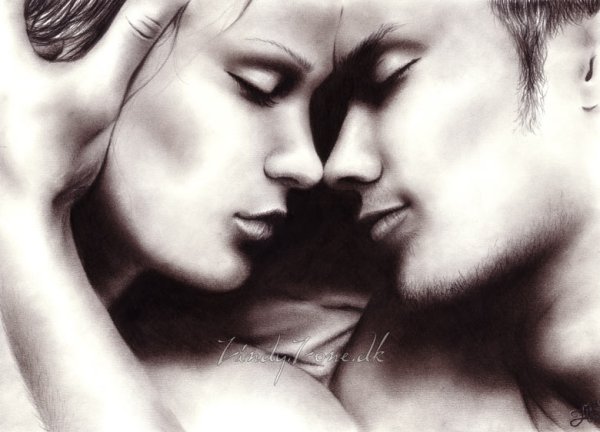 amanti che si baciano, disegno a matita, illustrazione per la poesia di Danilo Reschigna